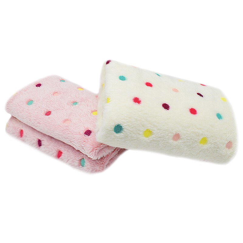 Couverture polaire chaude et douce pour lit de chat et de chien, imprimée à pois, coussin pour animaux de compagnie, tapis pour petits, moyens et grands chiots