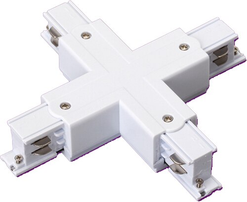 Europese 50 cm 100 cm LED Track Light Rail Bar 4 Draden 3 Fase Zwart/Wit Aluminium Spoor lamp accessoires Connector Een door Een: Cross joiner / WHITE
