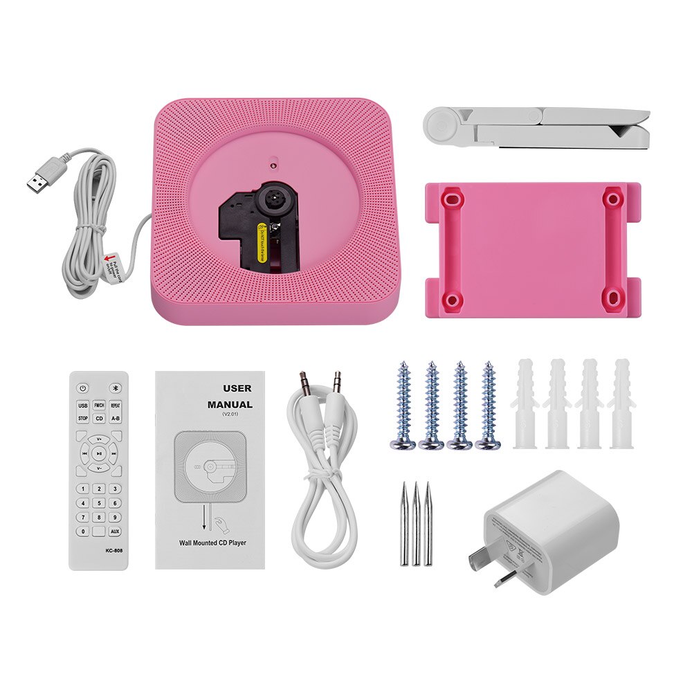 Portable wall-mounted CD player music amplifier audio with remote control support BT / USB / FM mode multiple models plug