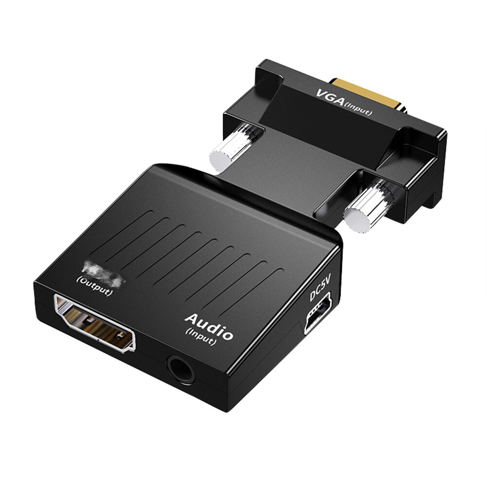 Durevole convertitore da VGA a HDMI compatibile con adattatore Audio Video convertitore Audio Video analogico ampiamente compatibile 62x34x15.5mm