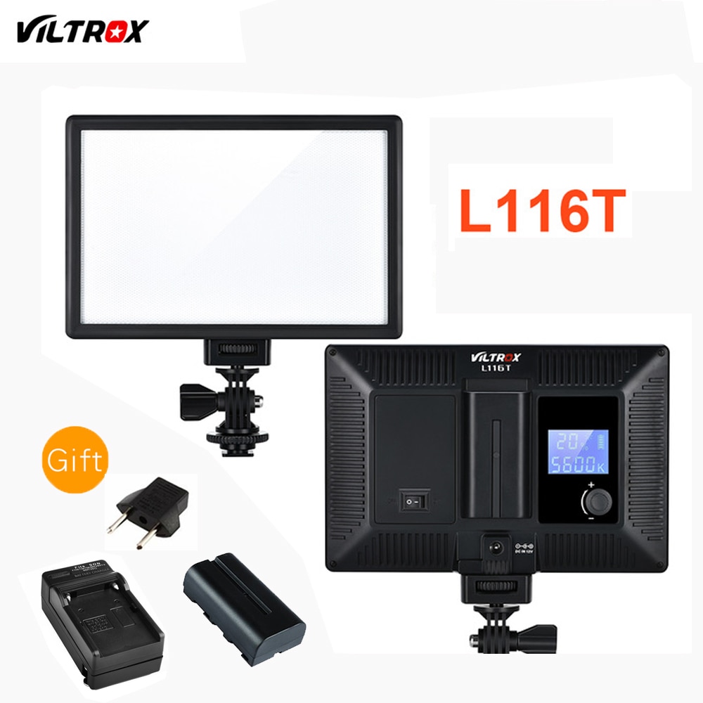Viltrox L116T LCD Display Bi-Kleur & Dimbare Slanke DSLR Video LED Light + Batterij + Lader voor Canon nikon Camera DV Camcorder