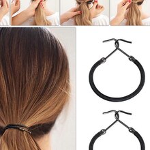 1Pc Elastiekjes Haken Hair Styling Paardenstaart Houder Polyester Bungee Band Pruik Spoel Haar Touw Dubbele Haak Metalen haar Haak