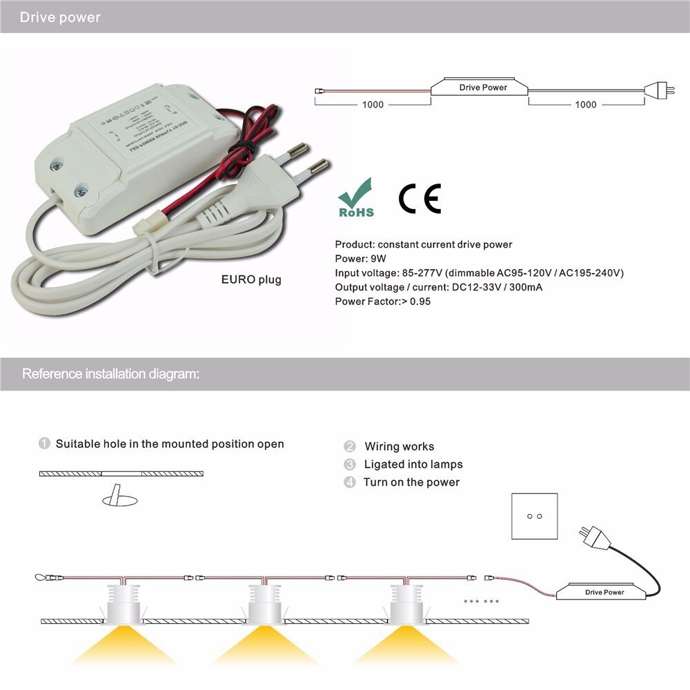 1W Mini Led Spot Lights Dimmable AC85-277V Driver Lighting 25mm Cutout Recessed Downlight 60D/120D DIY Spotlight 9pcs/set