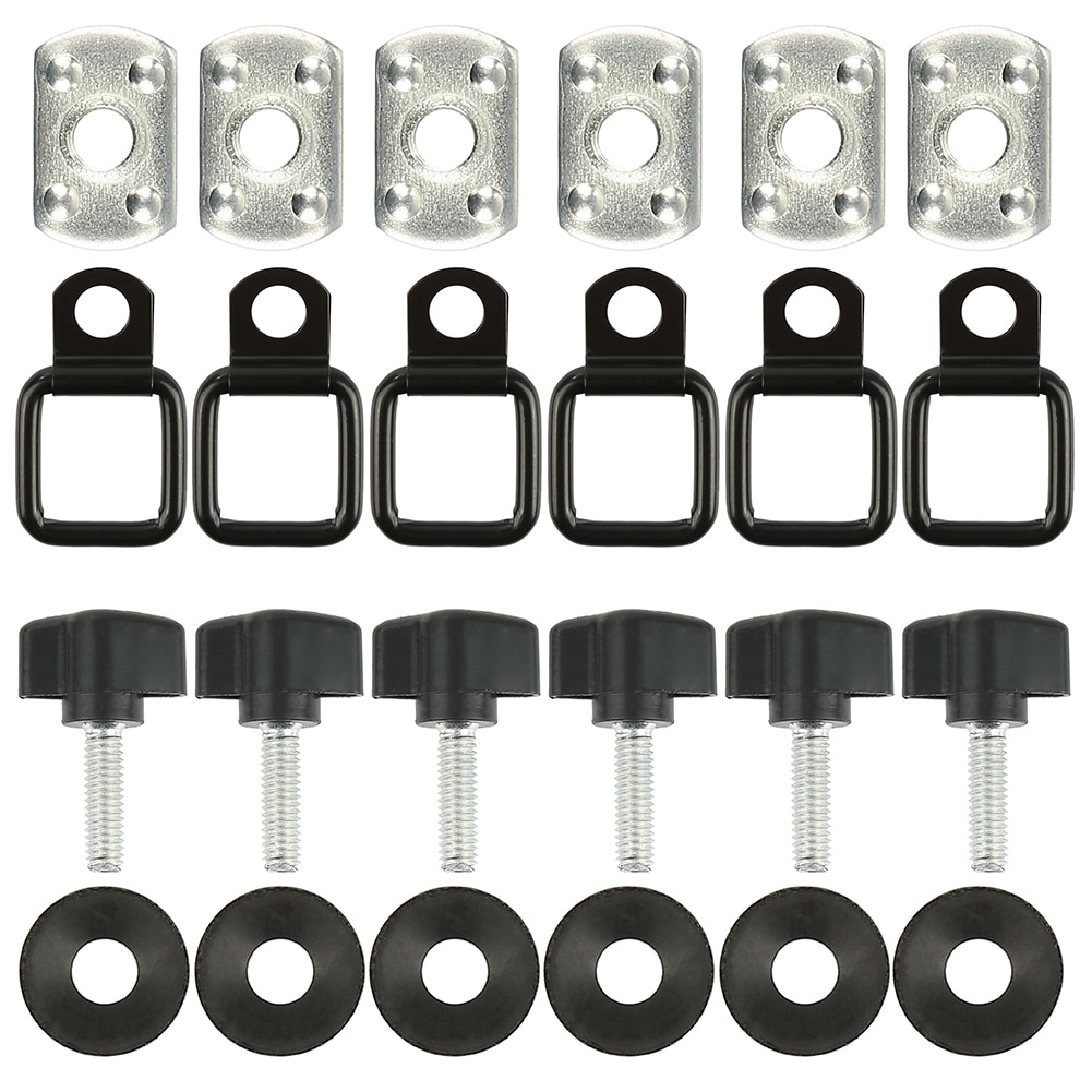 6pcs/set car Trunk screws kits Hardtop Cover Removal Thumb Screw/Nut/Washer/Tie-Down-D-rings Kit For Jeep RO2