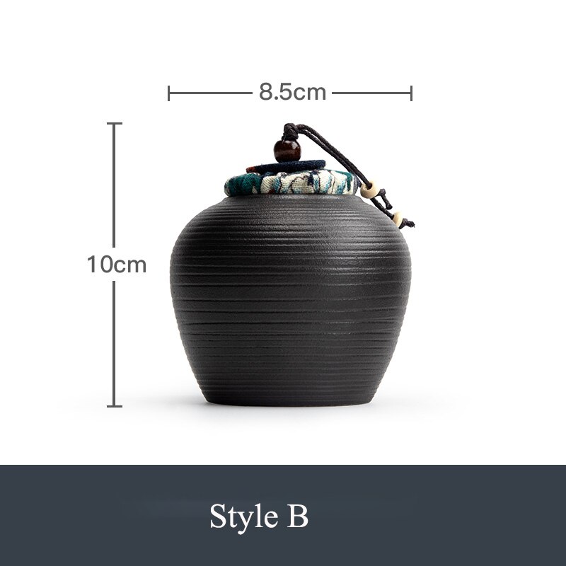 TANGPIN ceramic tea caddies black vintage tea canister chinese kungfu tea accessories: Style B