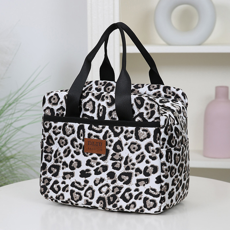 Bolsa de almuerzo de tela de nailon engrosada con papel de aluminio, fiambrera portátil de gran capacidad interior, bolsa de almacenamiento para trabajo, Picnic Scho: Beige
