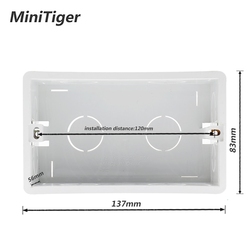 Minitiger Wall Mounting Box Internal Cassette White Back Box 137*83*56mm For 146mm*86mm Standard Touch Switch and USB Socket