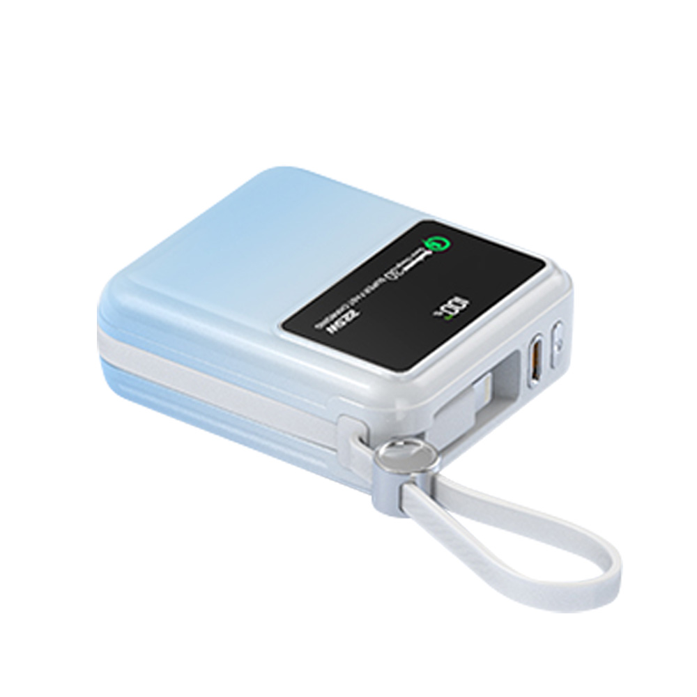 Kiki Shoot PD 22.5W Fast Charge Power Bank 10000mAh Mini Powerbank CCC Certified Battery with Cable for iPhone Xiaomi Huawei: Silver