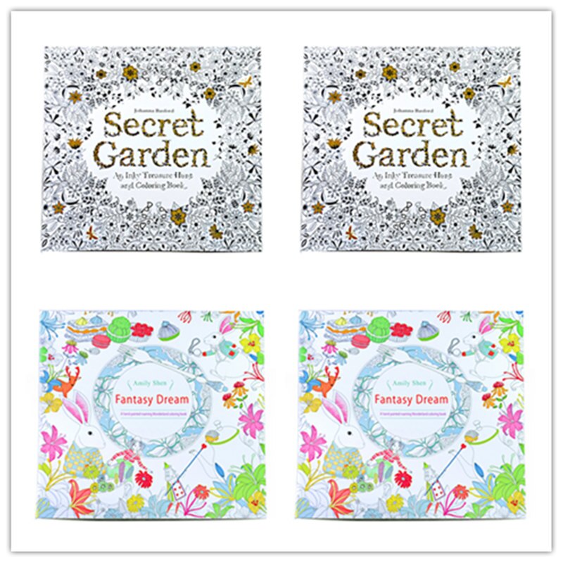4 pcs/Lot Fantasy Dream Secret Garden Coloring Book For Adults Children Anti-Stress Drawing Art Books School Office Stationery: E