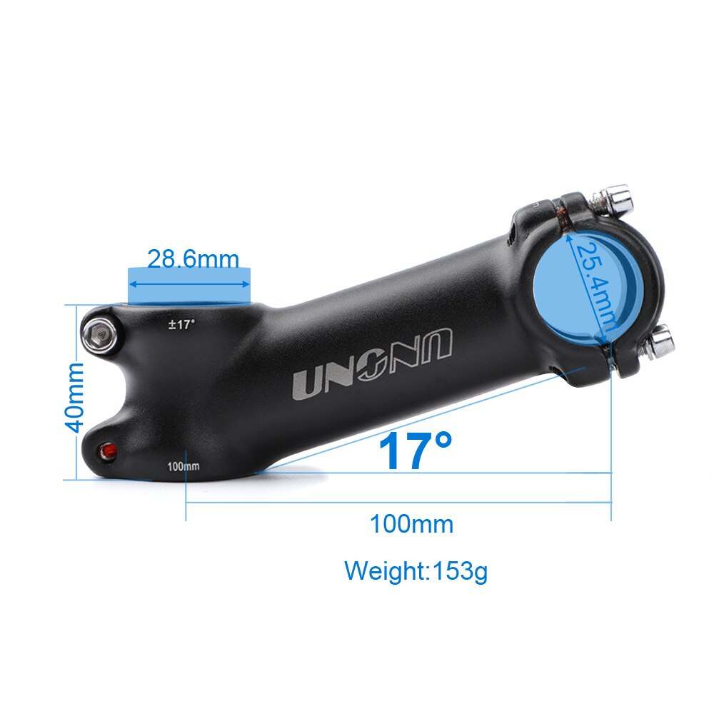 UNO Handlebar MTB Power 17 Degree Bike Handlebar Stem 25.4 Bicycle Parts Handle Bike Stem Off Road 70-120mm Bar Fork Riser: 25.4x100mm stem 17