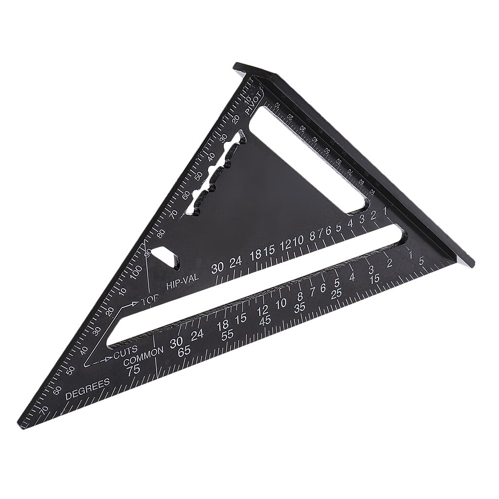 7 Inch Metric Aluminum Alloy Triangle Angle Protractor Black Drawing Tools Setsquare