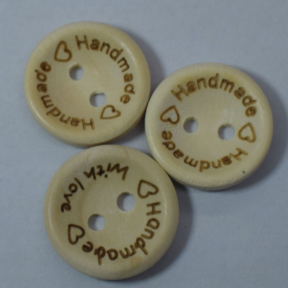 100 stuks handgemaakte houten knoopjes met letters en 2 gaten in natuurlijke kleur, doe-het-zelf naaien, houten knopen voor handwerk, scrapbooking 15/20/25mm