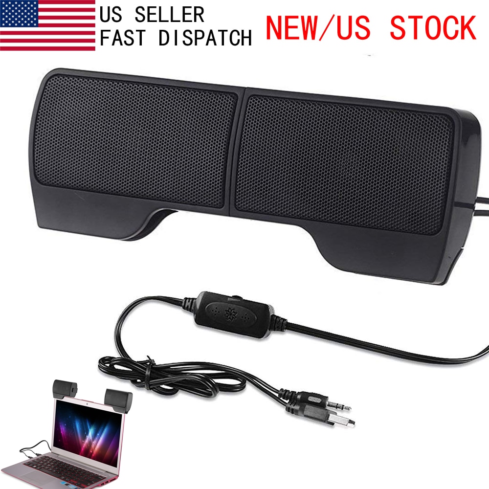 Laptop Portable Mini Clip-On USB Two Stereo Speakers Powered Stereo Multimedia Speaker Soundbar Portable For Laptop Ect