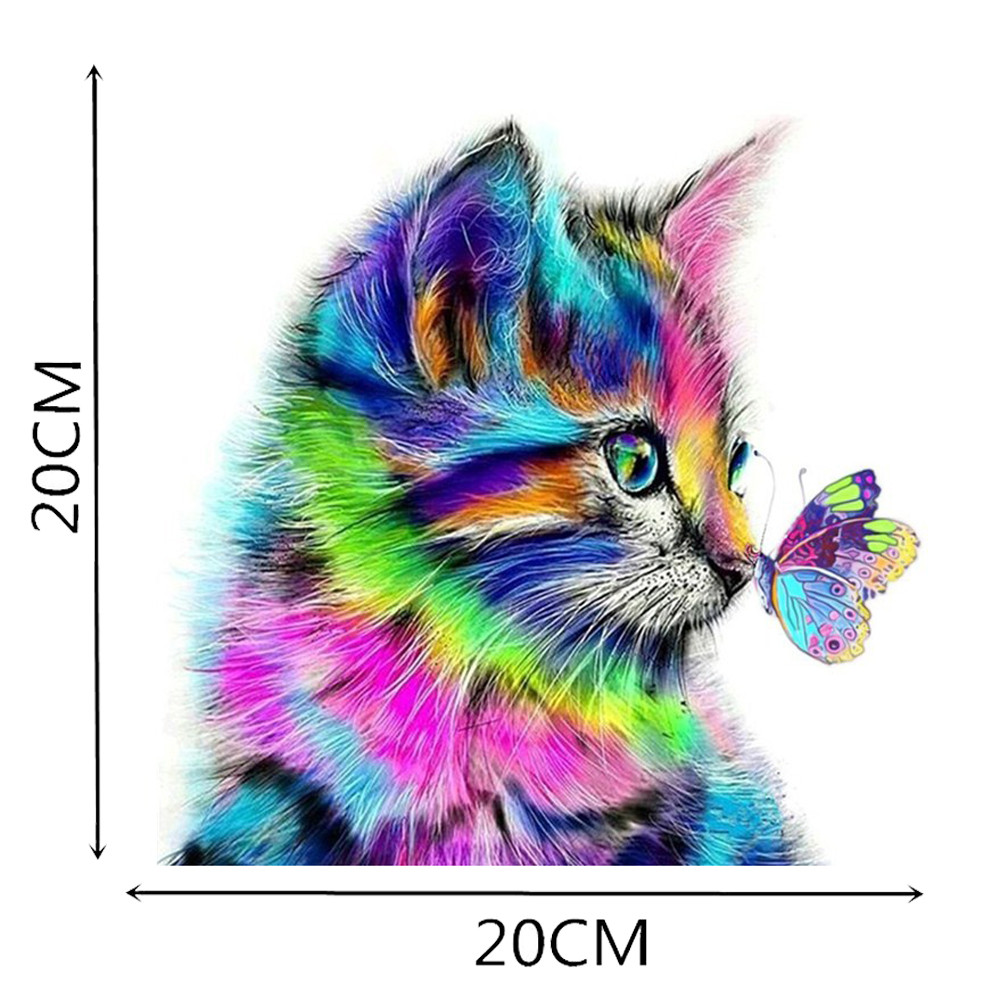 Cuentas cuadradas 5d Diy de gato pintado Diamante, colores del Arcoíris, bordado 3d, punto de cruz 5d, decoración para sala de estar, # T5P