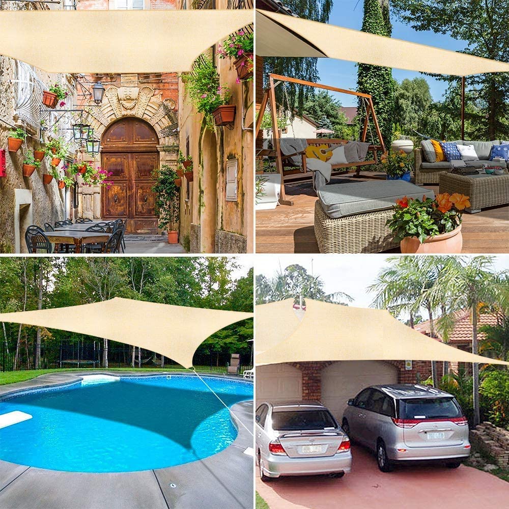 Waterproof Sun Shade Sails Rectangle Canopy 98% UV Block Sun Shelter for Patio Garden Outdoor Facility and Activities Top Tents