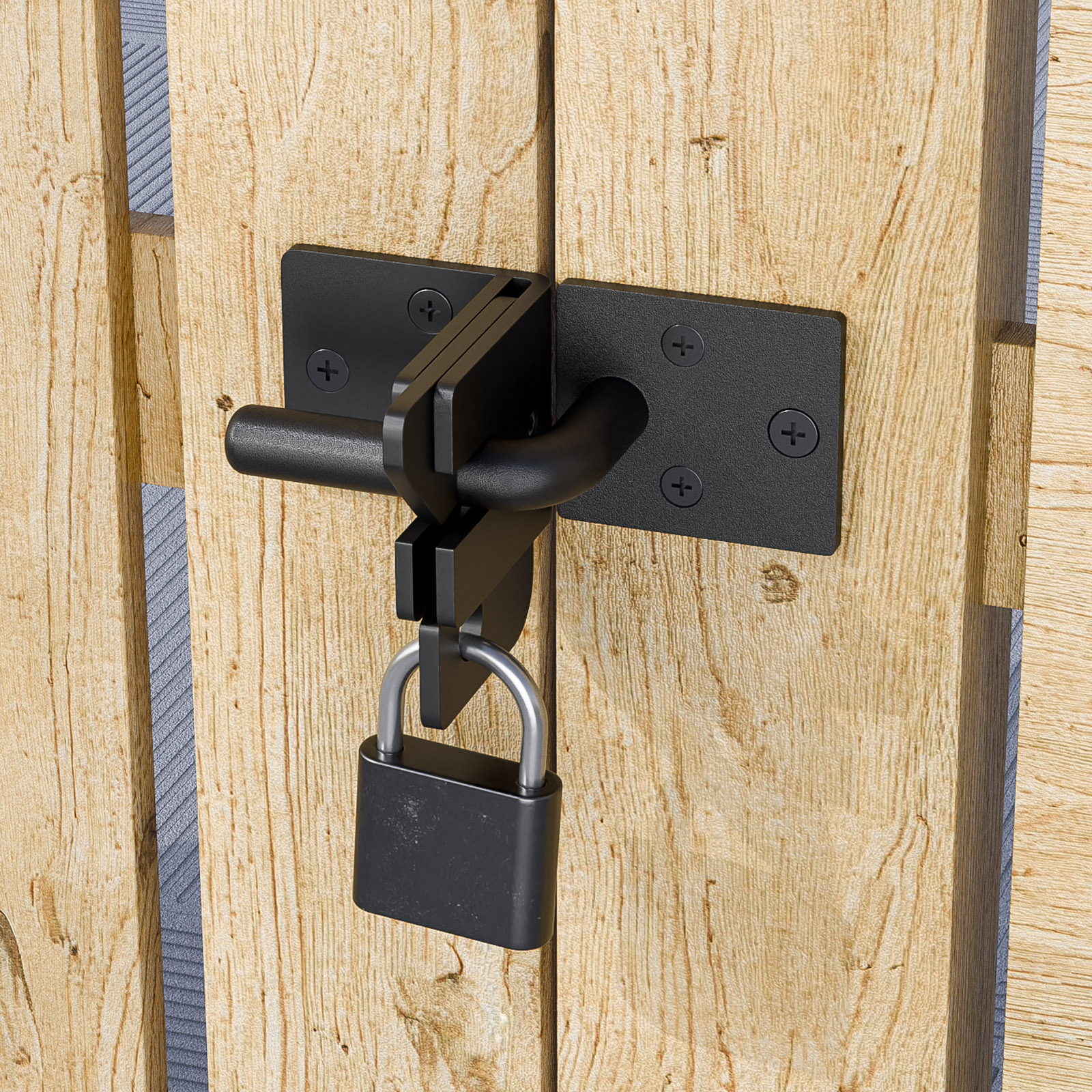 Pestillo de puerta automático para valla de madera, cerradura de puerta autoblocante, palanca de gravedad para puerta de valla de madera, pestillos de puerta, negro