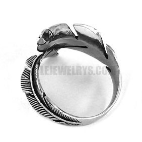 Vintage Feather Ring Stainless Steel Jewelry Eagle Wing Biker Mens Ring SWR0463A