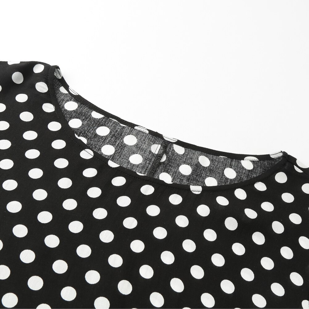 Túnicas 3XL 4XL 5XL de talla grande, camisa informal para mujer, blusas de lunares con volantes, blusas de manga larga con cuello redondo, blusas elegantes de oficina para mujer