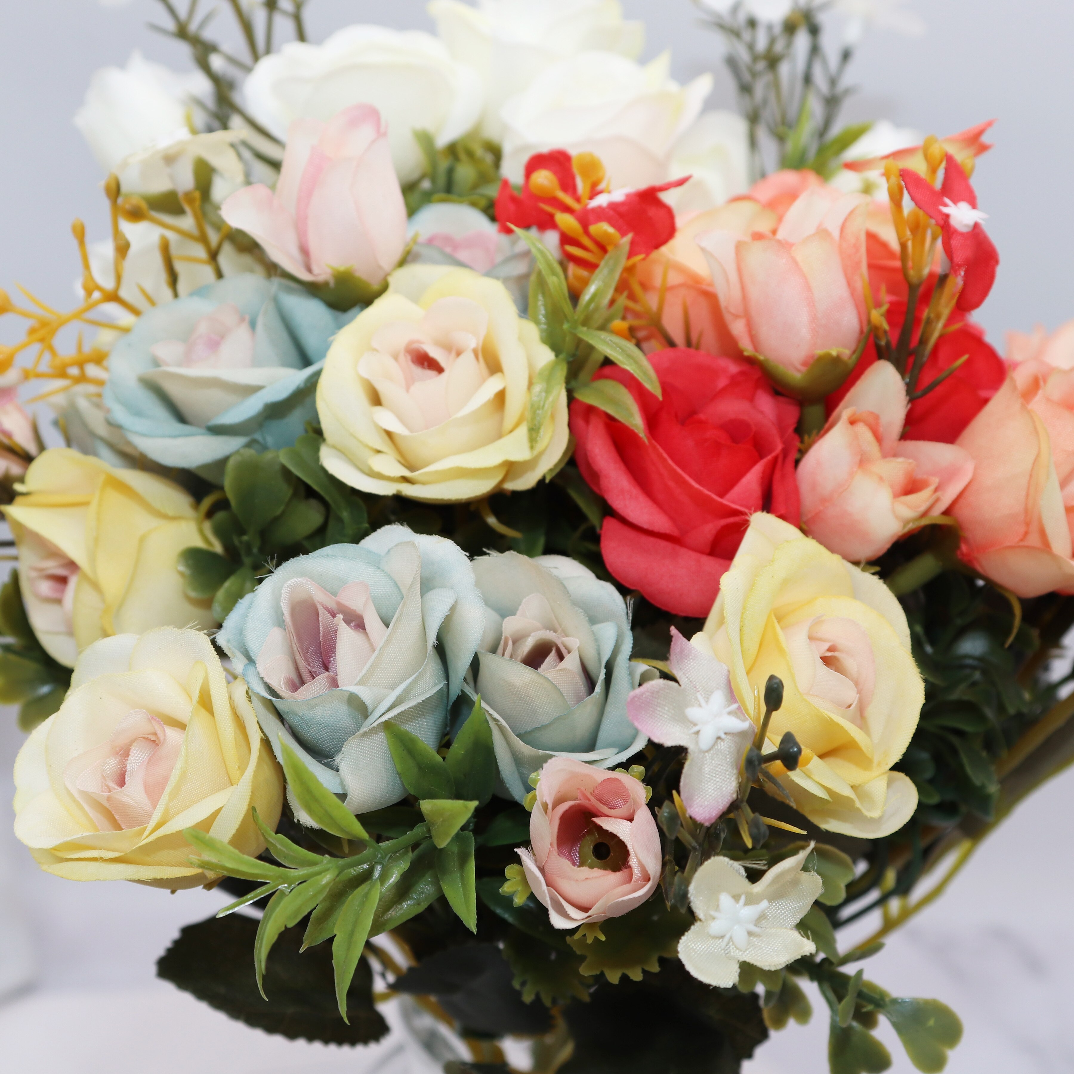 13 huvuden siden rosor brudbukett bröllop juldekoration för hem vas prydnadsväxter blomkruka konstgjorda blommor scrapbooking