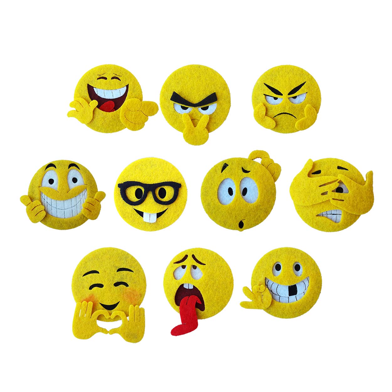 Felt Emoji Ornaments 10 Pieces, Felt Emoji Figures