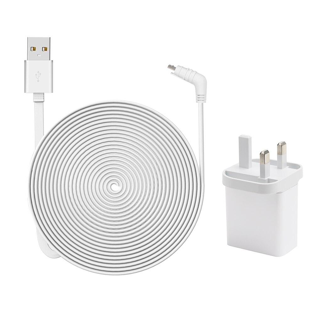 Câble d'alimentation de charge 6M/20ft convient pour Arlo Pro Arlo GO câble plat câble Micro USB cordon d'alimentation de charge: UK Plug