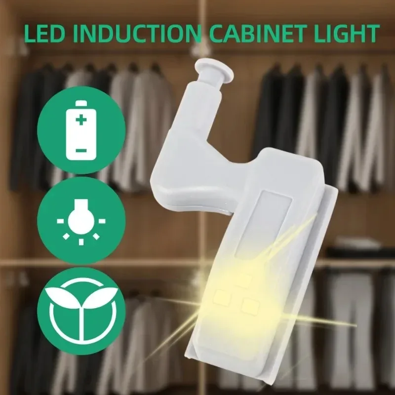 1/30 stk. universel led-lampe med indvendig hængsel, underskabslampe, garderobe, sensorlampe til skab, køkken, soveværelse, skab, natlamper