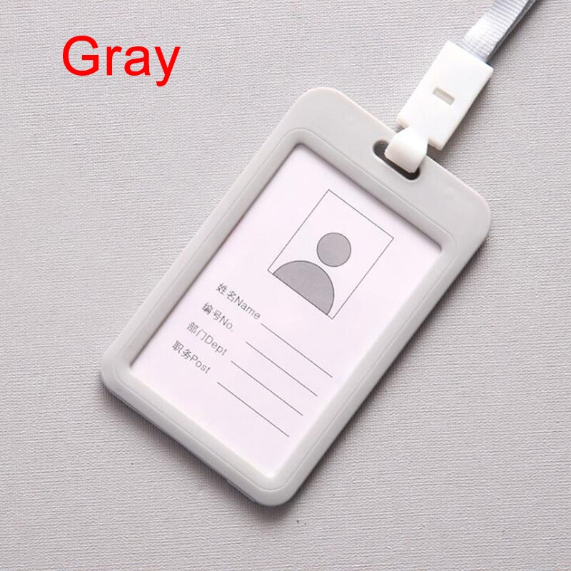 Work Card Holder With Rope Student Plastic Staff Name ID Card Employee Badge Work Certificate Identity Badge 1Pc: GY