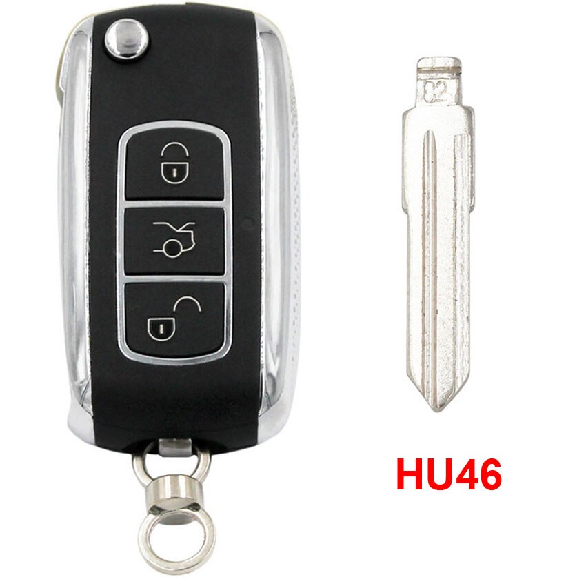 2 botón actualizado plegable, abatible remoto llave de coche 433MHz ID40 Chip P/N: 93286048 para Opel HU46 / HU100 / HU43 / YM28 hoja sin cortar: HU46