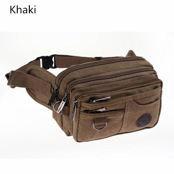 Offre Spéciale! Sac de ceinture en toile pour hommes et femmes, sac de voyage multifonction Vintage pour téléphone: Kaki