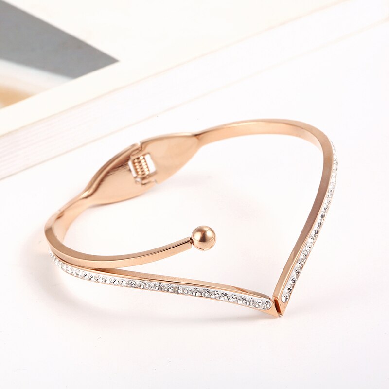 Roestvrij Staal Rose Gouden Armband Voor Vrouwen Kristallen Bangle Best Mode-sieraden