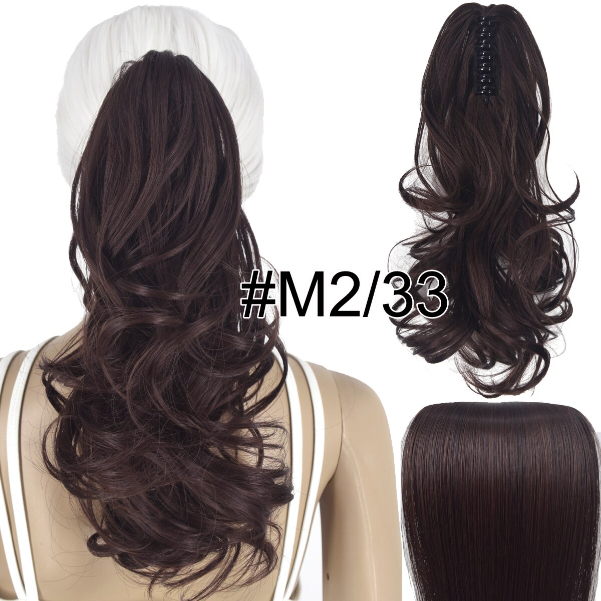 Topreety Hittebestendige Synthetische Haar 90gr 14 "35 Cm Golvend Claw Clip In/Op Paardenstaart Hair Extensions CP-222: M2-33