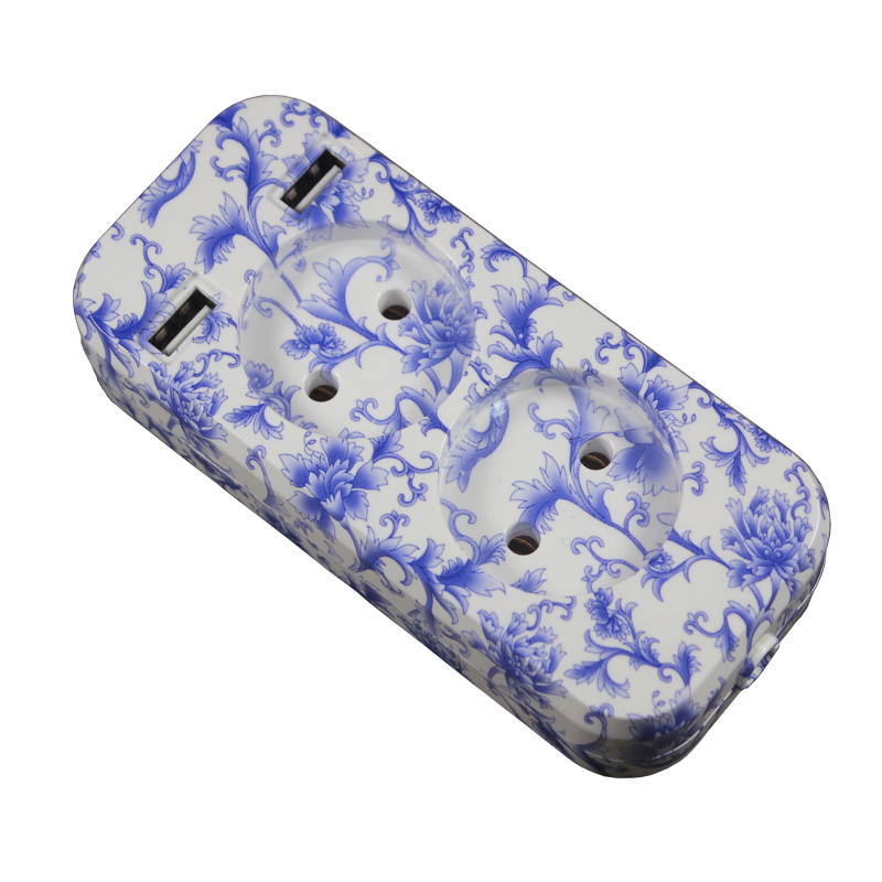 USB extension Socket charger Double USB Port 5V 2A Usb wood tree color usb murale FZ-04: porcelain color