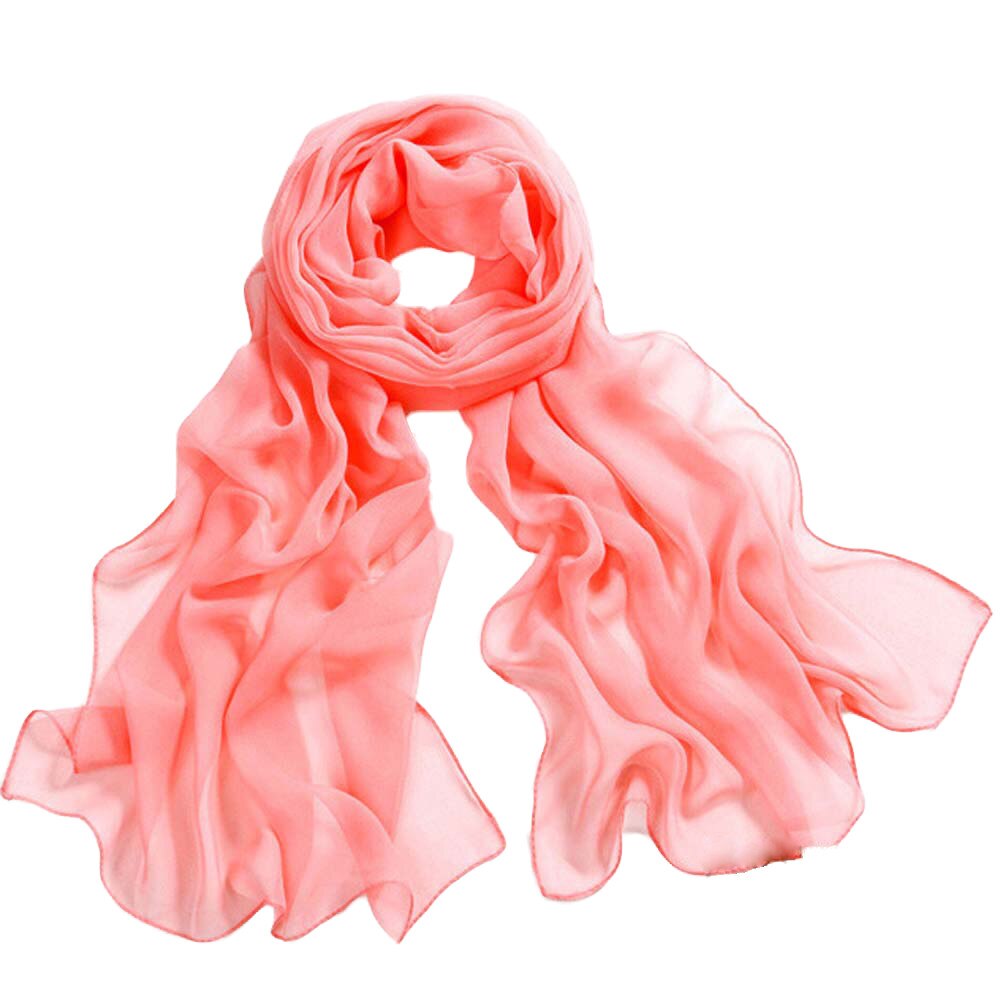 Bufanda larga de chifón para mujer, pañuelo de Color sólido, chal fino suave, pañuelos de playa, nueva , 1 unidad: Watermelon Red 