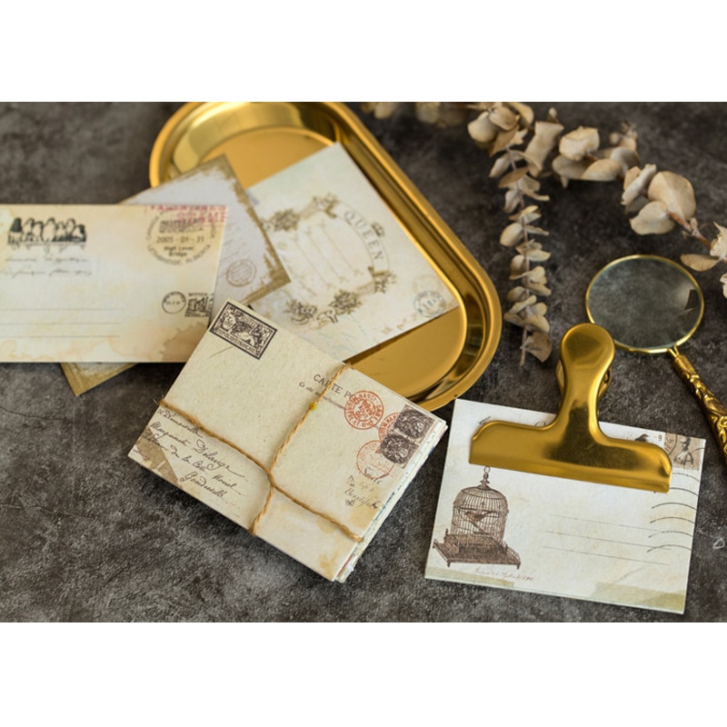12 stuks/pak schattige vintage mini-papieren enveloppen met venster, envelop voor huwelijksuitnodigingen
