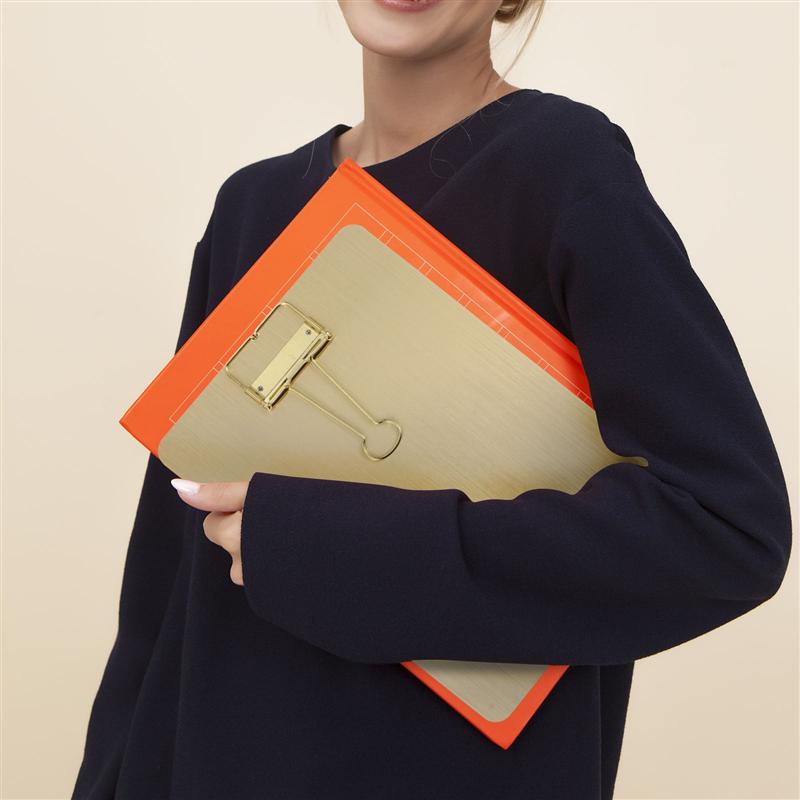 1pc A5 Paper Clipboard Stainless Steel Writing Pad Paper Holder Menu Stand