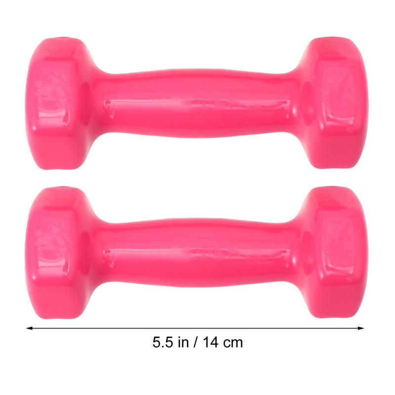 2PCS Plastic Dipping Cast Iron Dumbbells Fitness Dumbbells Hand Weights Fitness Equipment Gym Dumbbell For Women Man (1KG Pink)