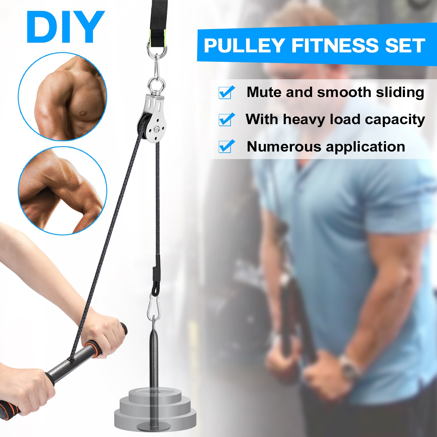Fitness Diy Gym Katrol Kabel Machine Attachment System Laden Pin Lifting Workout Arm Biceps Triceps Hand Training Apparatuur