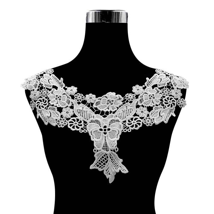 1 stk hvid sort bomuldsblonder stof 3d blomster applikationer ornament broderi sy patch kjole bluse tøj: B -1 stk