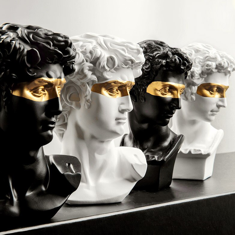 Sculpture David Head Resin Statue Europe David Statues Nordic Home Decoration Accessories Modern Home Decor Office Tabletop