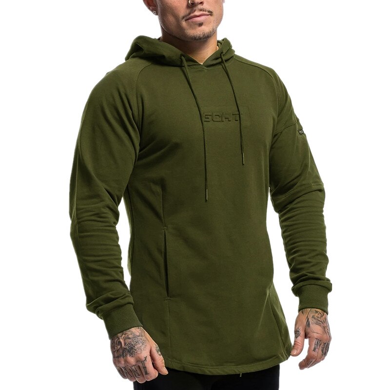 Liser Mode Heren Truien Mannen Effen Kleur Hooded Slim Sweater Heren Hoodie Hip Hop Hoodies Sportkleding Trainingspak: Army green / M