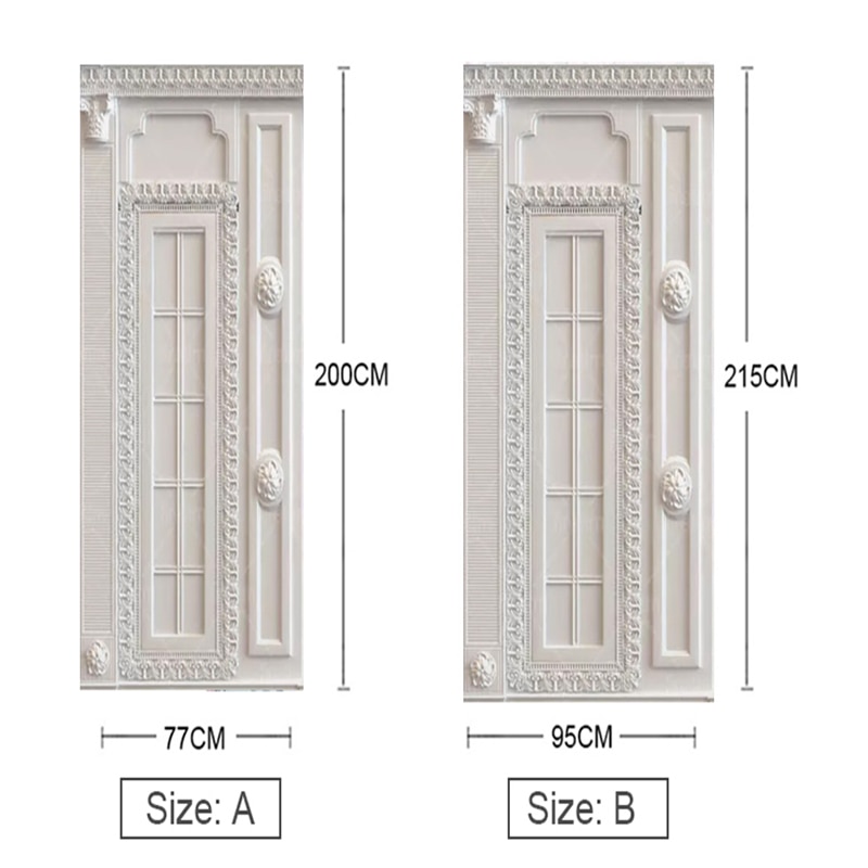Pegatinas para puerta con patrón de bordes estéreo europeo, Mural de PVC, papel tapiz autoadhesivo, póster, decoración del Puerta del dormitorio para sala de estar