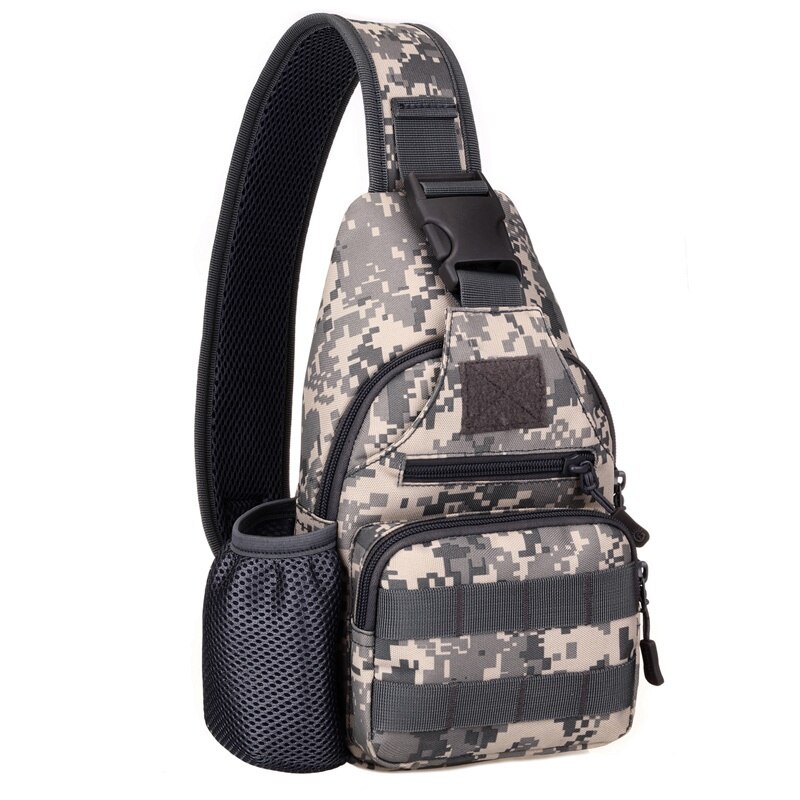 outdoor chest pack single shoulder bags USB charging chest bag crossbody bags male anti theft single strap back bag: ACU