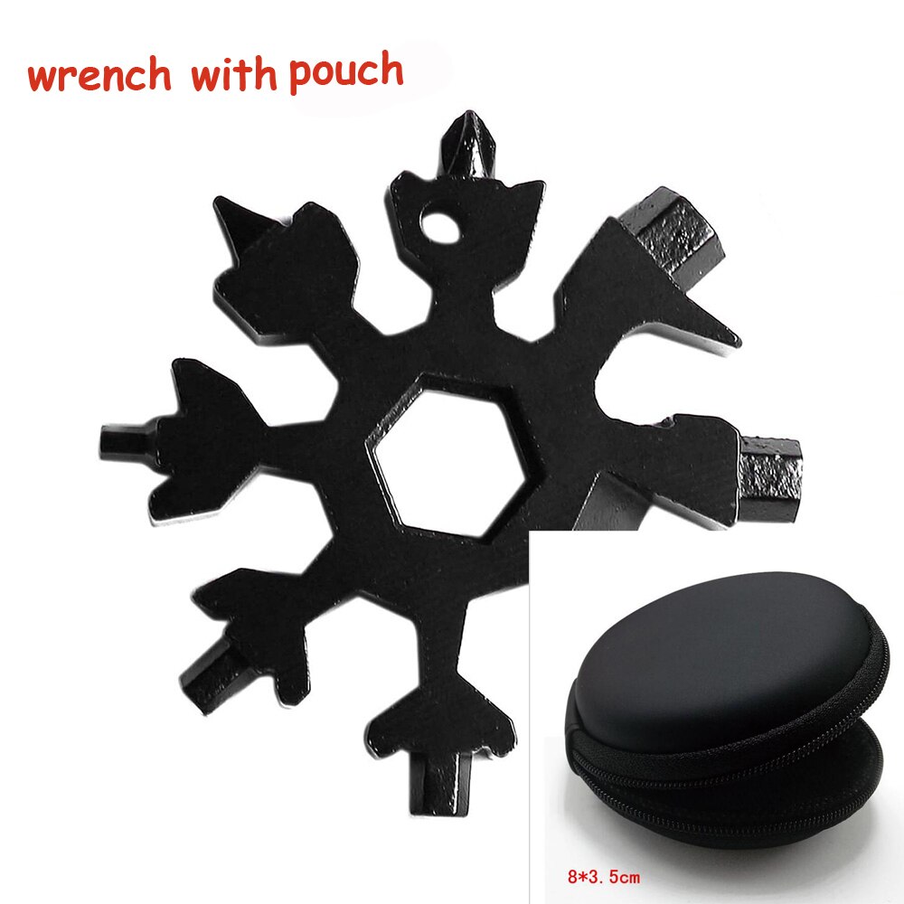 18 in 1 Tragbare Multifunktionale Schneeflocke bilden Schlüssel Saker 18-in-1 Schneeflocke Multi-Werkzeug Mini Tasche schlüssel: Schwarz(mit Beutel)