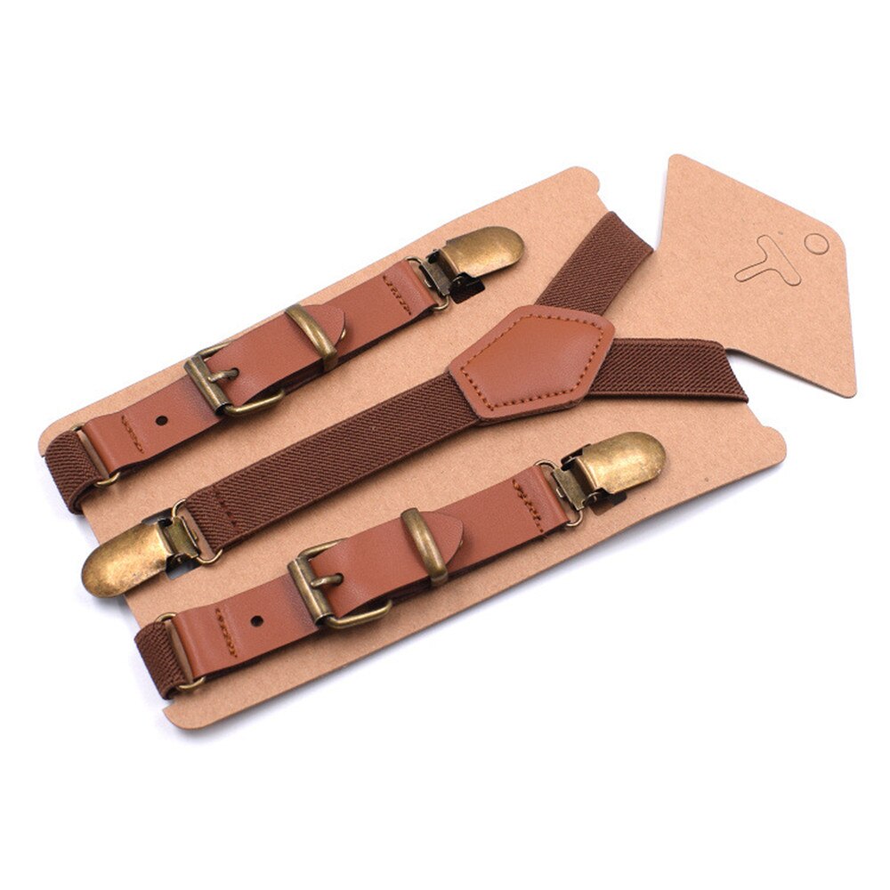 10 pcs\lot Lovely Kids Suspenders Baby Bretels Adjustable 3 Clip Braces Boys Girls Y-Back PU Leather Suspender