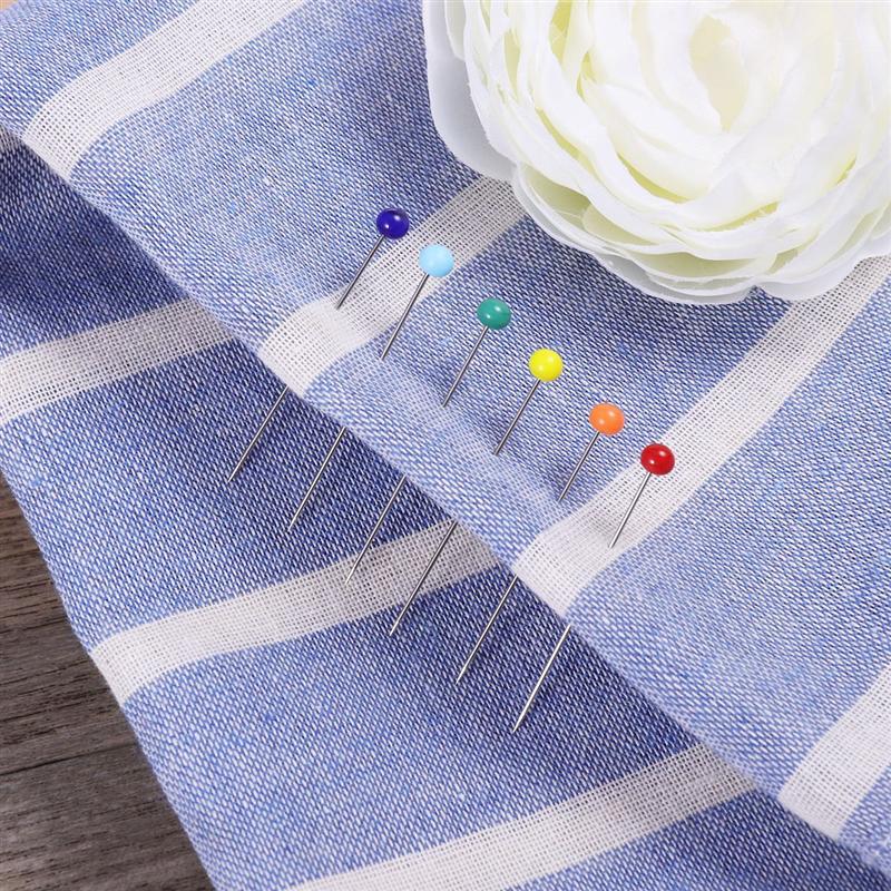 250 Uds de alfileres de cabeza Multicolor de Pin para manualidades de costura hágalo usted mismo de cuentas de vidrio de aguja Pin (4mm CABEZA + 34mm)
