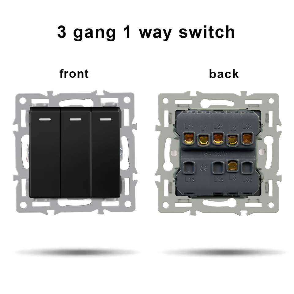 NYWP wall-mounted module diy European standard black tempered crystal glass panel socket LED light switch button function combi: Dark Grey