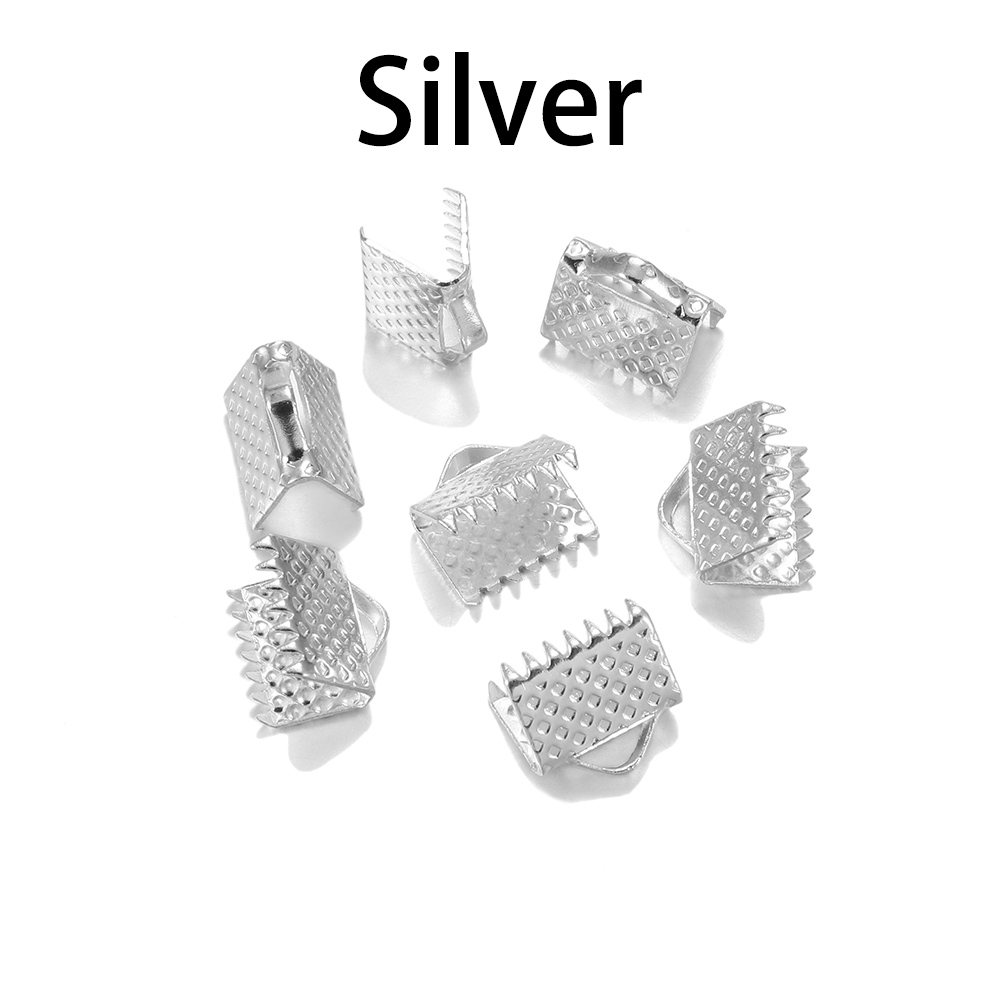 50pcs/lot Cove Clasps Cord End Caps String Ribbon Leather Clip Necklace Bracelet Connector for Jewelry Making Supplies: 4XL / Silver