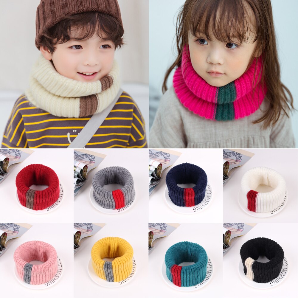 Gebreide halssjaal meisjes dikke warmere fleece binnenkant winter effen snood sjaal wol elastische kinderen kraag ring sjaals