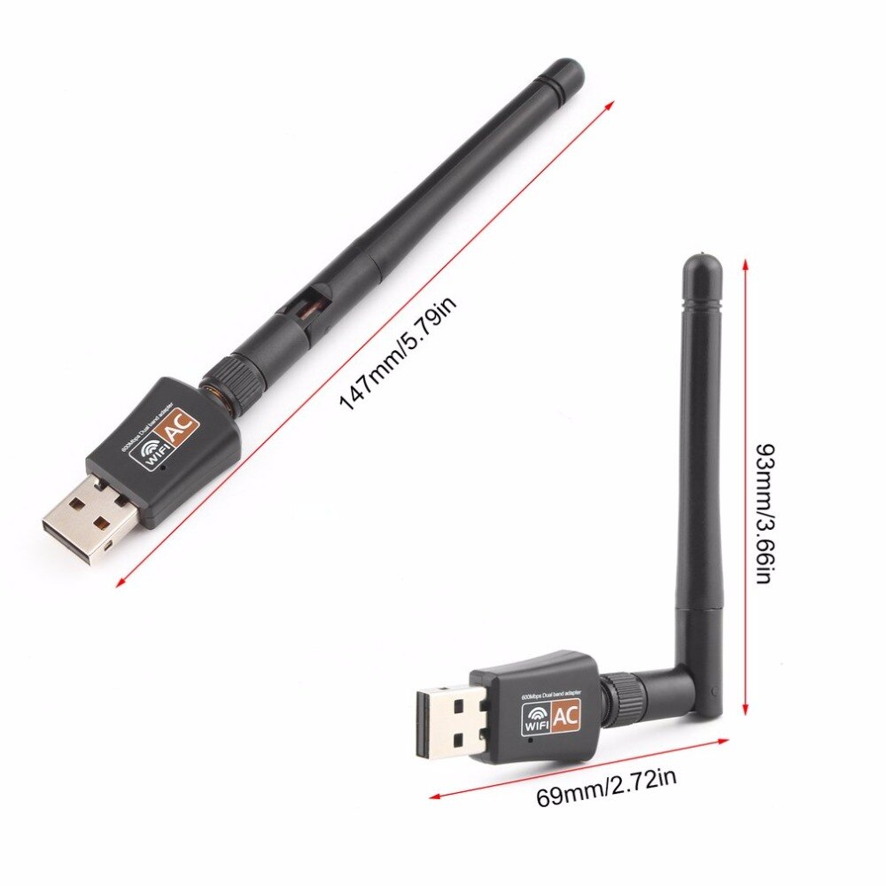 TEROW 600Mbps adattatore/ricevitore WiFi USB Dual Band 5.8GHz 2.4GHz USB 2.0 Antenna 2dBi ad alta velocità RTL8811CU per Laptop e Desktop