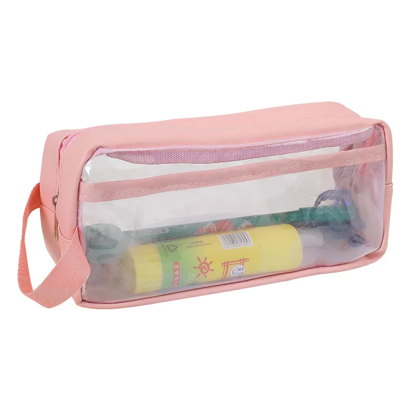 Pvc Large Capacity Pencil Case Clear Pencil Pouch With Zipper Pen Holder Bag Desk Stationery Organizer Transparent Makeup Bag